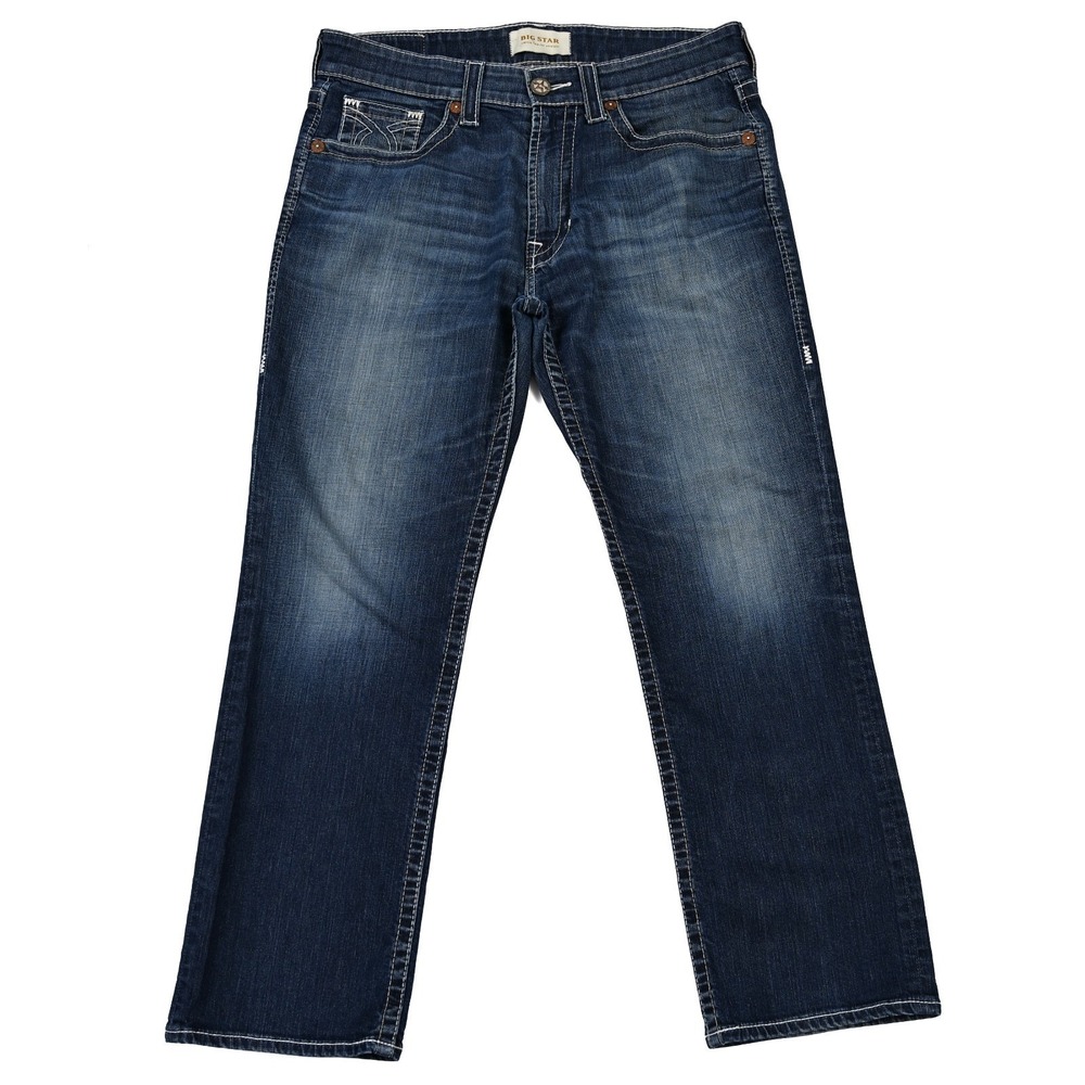 Big Star Union Jeans Mens 34 Short (36x29) Logo Regular Straight Leg Medium Wash